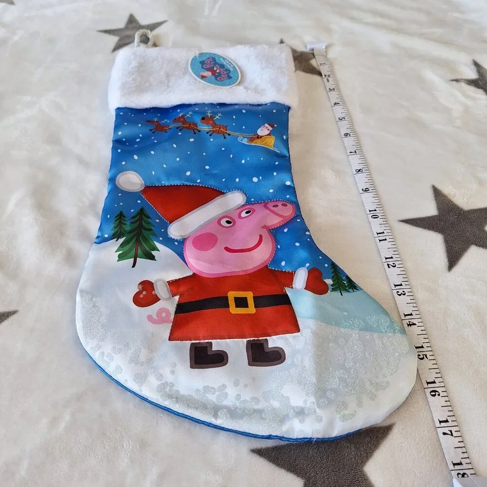 Kurt S. Adler 2021 Peppa Pig Christmas Stocking Children Kids Blue Silky Glitter
